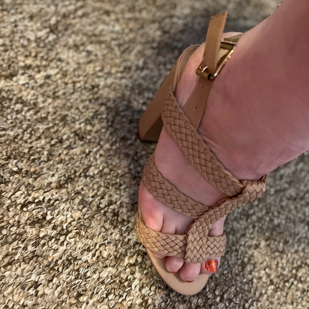 Charlotte Russe faux leather woven heel